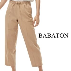 Babaton Jimmy Pant Mid Rise Twill Trousers - Beige - Size Large